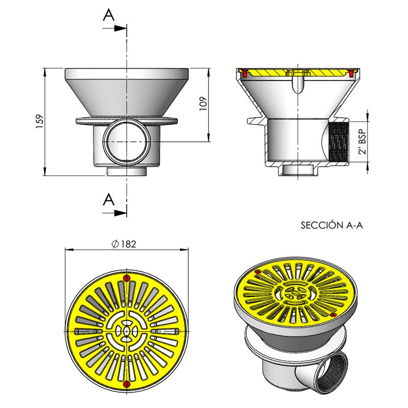 Dreno circular con salida 2″ Astralpool 01467 - Imagen 2